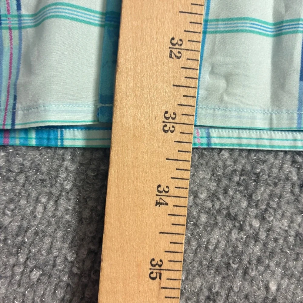 Tommy‎ Bahama Plaid Button Down Mens XXL Turquoise Pima Cotton Excellent Marlin